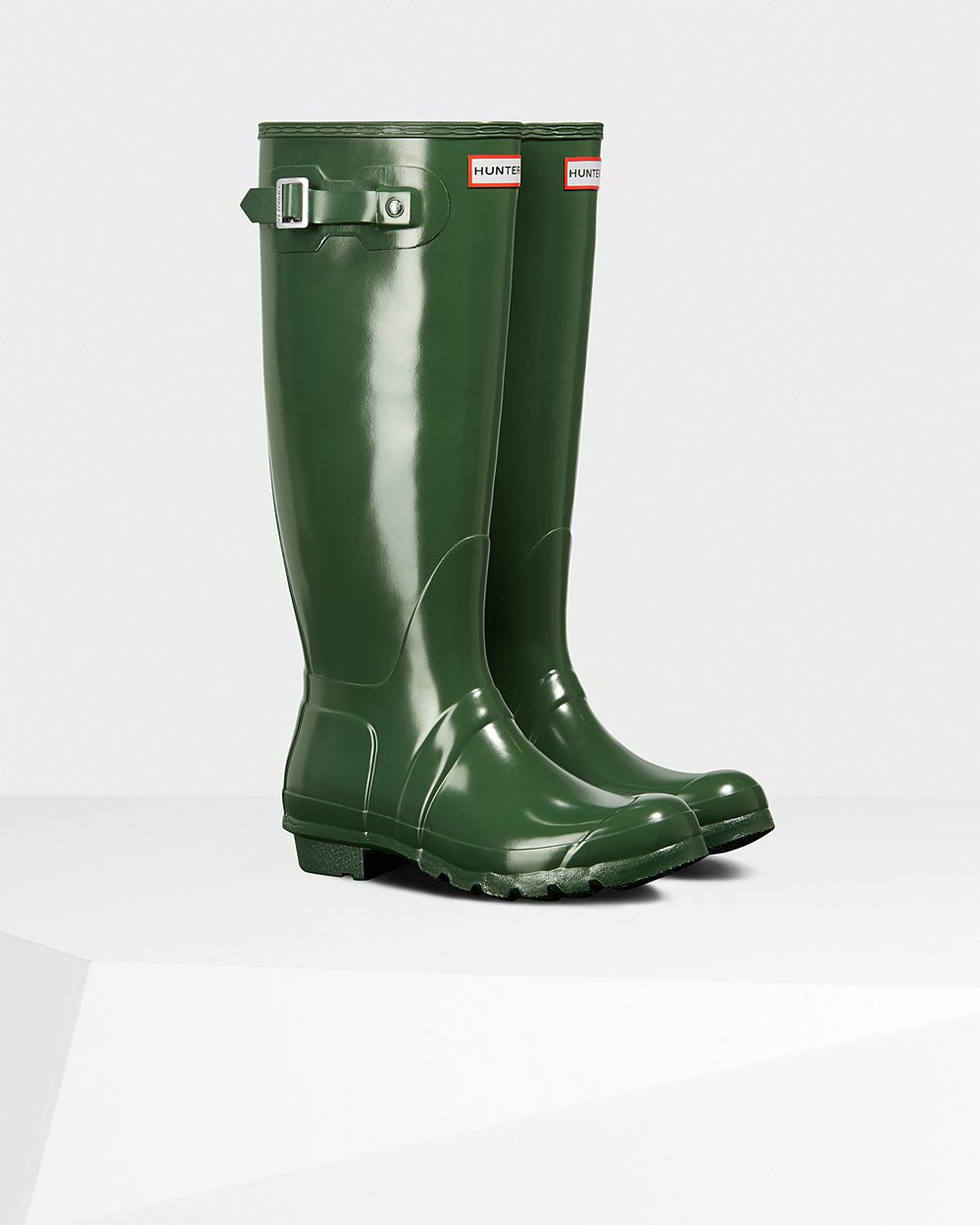 Hoge Regenlaarzen Dames - Hunter Original Gloss - Groen - 28BHYVWTS